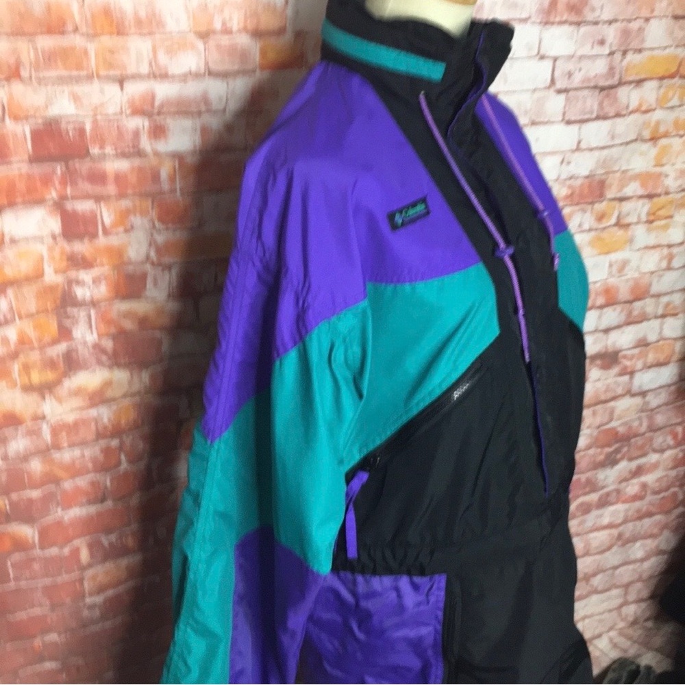 Vintage 90s Columbia Radial Sleeve Color block Half Zip Windbreaker Jacket - Picture 3 of 10